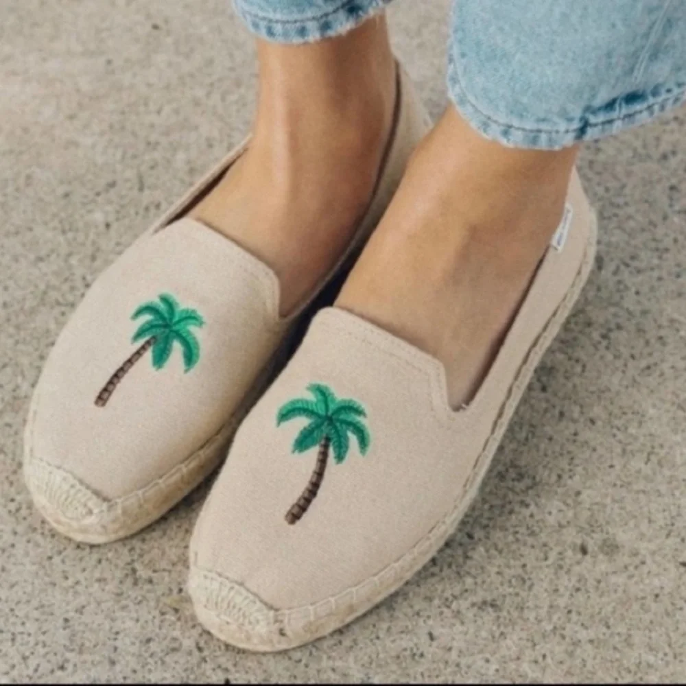 Soludos Safari Palm Tree Smoking Slipper Espadrille Flat Shoe Size Women's US 9